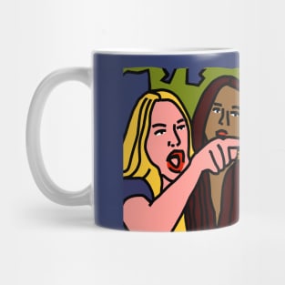 Halloween Horror Woman Yelling at Cat Memes with Vampire Dog Mug